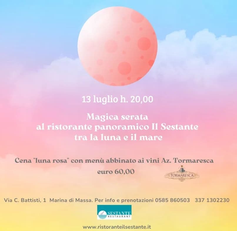 Magica serata al ristorante panoramico Il Sestante tra la luna e il mare